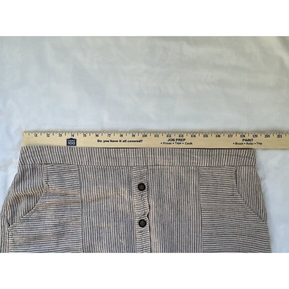 Maurices Midi‎ Skirt Women XL Striped Linen Modest Elastic Waist Button-Front - Picture 8 of 8
